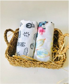 Resim Çok Amaçlı Ayı Ve Çiçek Müslin Bezi Örtü Battaniye 110 X 110 Cm 2 Adet Çok Renkli 