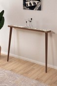 Resim Resmo Bavyera 102x12cm Ceviz Dresuar Doğal Ağaç Tek Sıra Traverten Taşlı Antre Hol Koridor 