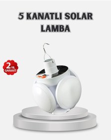 Resim Ucuztekno Güneş Enerjili Ve Usb Şarjlı Led Kamp Lambası - 5 Farklı Işık Modlu, Askılı Tasarım Renkli 