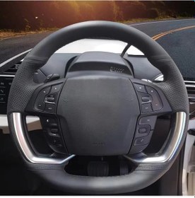 Resim Özel El Dikişli Mikrofiber Deri Araba Direksiyon Kılıfı Cioen Grand C4 Pico Spac Black Thread Black Thread 