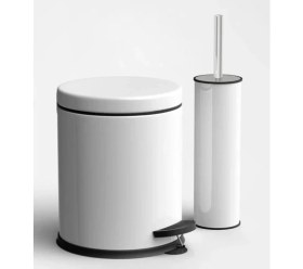 Resim İsaoğlu Yapı Beyaz Banyo Çöp Kovası Seti Klozet Fırçası ve Çöp Kovası Paslanmaz Malzeme Beyaz Renk Banyo Seti 