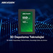 Resim Hikvision 480Gb Ssd Disk Sata 3 Hs Ssd C100 480G 550Mb 470Mb Harddisk \u002F Hıkvısıon 