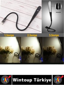 Resim Wintoup Premium Dayanıklı Esnek Kitap Bilgisayar Başı Kompakt 14 Led 3 Kademeli USB Dokunmatik Okuma Lambası 