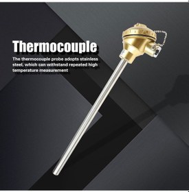 Resim Tenfowee K Tipi Paslanmaz Çelik Termokuplaj Sondası, 0-1300 C Sıcaklık Aralığı, 300mm Uzunluk, Doğru Ölçüm 