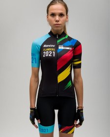 Resim Santini UCI FLANDERS 2021 Özel Seri Kadın Askılı Bisiklet Taytı EC1065GILSPLA - SİYAH / XS 