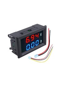 Resim Voltmetre Dijital Dual Ampermetre Volt Akım Ölçer DC 0-100V 10A 