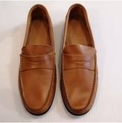 Resim Ambitious Unisex Hakiki Deri Yakma Taba Antik El Dikişli İnce Tabanlı Yumuşak Loafer Ayakkabı 