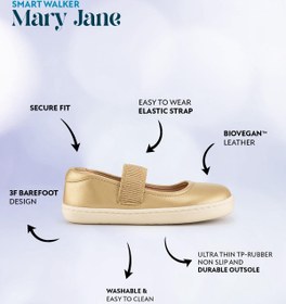 Resim HOPFRÖG Smart Walker Mary Jane Altın Yıldız Barefoot Kız Babet Ayakkabı 