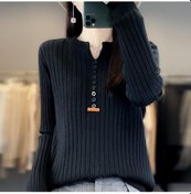 Resim Sonbahar Kadın Kazak Mizaç Kazak Yuvarlak Boyun Düzenli Kazak Kadın Triko Siyah 