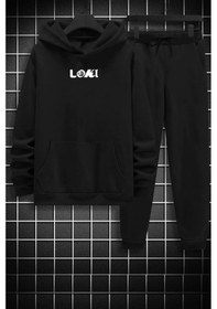 Resim Unisex Floki Baskılı Eşofman Takımı Siyah 