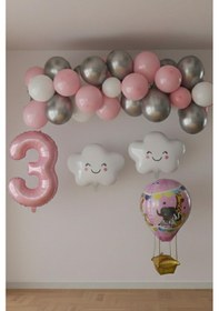 Resim 3 Yaş Pembe Bulut Perisi Doğum Günü Konsept Seti Pembe 