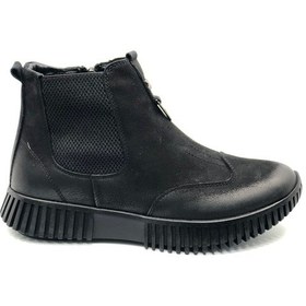 Resim Venüs Turgana Hakiki Deri Düz Kaymaz Taban Ortopedik Kadın Bot Siyah 