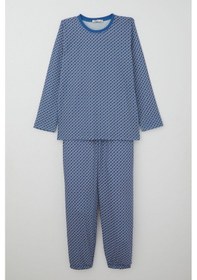 Resim Breeze Erkek Çocuk Pijama Takımı Kare Desenli 9-12 Yaş, Mavi Mavi 