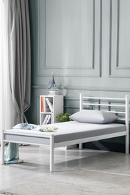 Resim EVGER HOME Metal Karyola, K10 Beyaz Metal Karyola, Tek Kişilik 