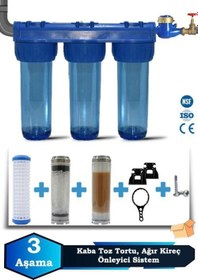 Resim Atlantis Daire Bina Girişi 10 inch 3 Aşama Su Arıtma Yumuşatma Cihazı(Ağır Kireç Önleyici Set) 