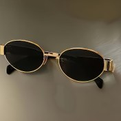 Resim Oval Metal Çerçeve Kilitli Gözlük, Kadın Modası Süsleyici Gözlük, PC Polikarbonat Lens, İçerik Dahil Değil 