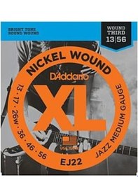 Resim D'addario Ej22 Nickel Wound Elektro Gitar Tel Seti - 13-56 Jazz Medium Profesyonel Kalın Ölçü, Maksimum Rezonans, Güçlü Orta Frekanslar Ve Sert Tansiyon 