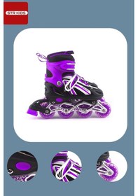 Resim Mor Ayarlanabilir 2+1 Işıklı Aliminyum Gövde Alıştırma Pateni + Çanta Işıklı Paten Mor 