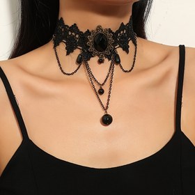 Resim 1 adet Kadınlar için Gotik Dantel Kolye, Seksi Sentetik Kasım Doğum Taşı, Plastik Mozaik, Tüm Mevsim Parti ve Müzik Festivali Aksesuarı, Mardi Gras Günü Temalı, Karnaval/Mardi Gras/Maske 
