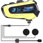 Resim N3X Rgb Işıklı Intercom 3 Kişi Bağlantılı 1000MAH Motosiklet Bluetooth Kulaklık Seti 