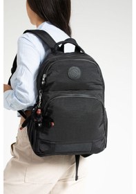 Resim Ss 3005 Unisex Suya Dayanıklı Kumaş Laptop Bölmeli 3 Gözlü Siyah Renkli Okul Seyahat Sırt Çantası 