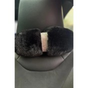 Resim Siyah Kürk Gümüş Taş Şeritli Boyun Yastığı 