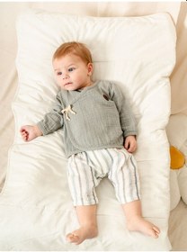 Resim Kidaxi Müslin Kruvaze Takım Şık Ve Rahat Tasarım 1-12 Ay Kd53219 Gri 