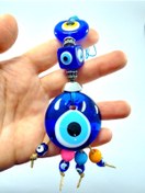 Resim Ennea Art Iki Gözlü Araba Dikiz Ayna Süsü Cam Nazar Boncuğu El Yapımı Hediyelik Eşya 