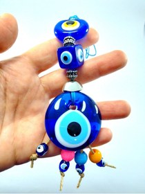 Resim Ennea Art Iki Gözlü Araba Dikiz Ayna Süsü Cam Nazar Boncuğu El Yapımı Hediyelik Eşya 