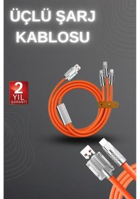 Resim Ilkeshop 120w Hızlı Şarj Kablosu Turuncu Yüksek Güç Kapasitesi Çoklu Şarj Girişi 