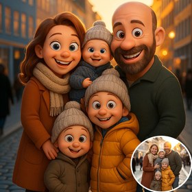 Resim 1 adet Özel Fotoğraf Karikatür Animasyon Stili Tuval Boyama - Canlı Aile Portresi ile Renkli Çerçeveli Duvar Sanatı, Anneler Günü, Babalar Günü veya Doğum Günleri için Mükemmel Hediye, İç Mekan Dekoru | Şirin Dekor | Çerçeveli Tuval Sanat, Tuval Duvar Sanatı 