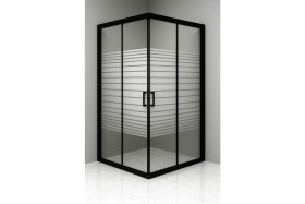 Resim Durul Duşakabin Kare Siyah Profil 5mm Çizgili H:190 cm 