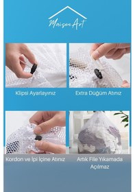 Resim LBag | Çamaşır Yıkama Filesi İpli 40x60 Cm | Çorap Perde Filesi Beyaz 