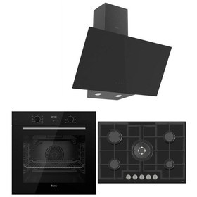 Resim Ferre Icon Plus 75 Serisi QBL63CS-ED035-D077 3lü Cam Ankastre Set 