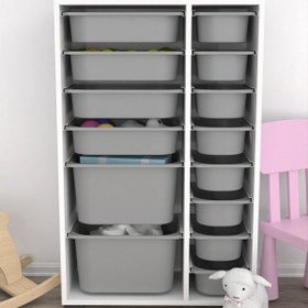 Resim Rine 14 Sepetli Çok Amaçlı Oyuncak Dolabı Gri 2D4K8U 