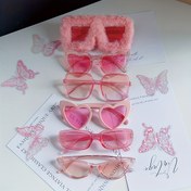 Resim 6 adet Pembe Kalp Peluş Kare Çerçeve Moda Gözlükleri - Partiler, Sevgililer Günü, Karnaval, Düğün, Doğum Günü, Bekarlığa Veda Partisi Kutlaması, Mezuniyet Fotoğraf Aksesuarları ve Parti Hediyeleri için mükemmel, Tatil Gözlükleri | Şık Moda Gözlükler | Günlük Moda Gözlükler 