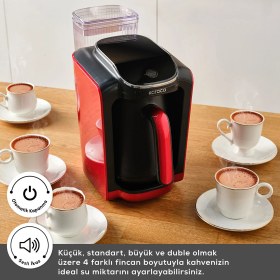 Resim Karaca Kendi Suyunu Alan Akıllı Türk Kahve Makinesi Kırmızı Hatır Otomatik 