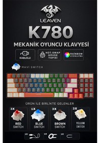 Resim K780 Kompakt Mekanik Oyuncu Klavyesi-hot Swap-78 Tuş-switch li 
