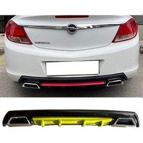 Resim Opel İnsignia Uyumlu Sarı Difüzör Çiftli Kare Egzoz Görünümlü D Tip Difizör 2009 - 2013 