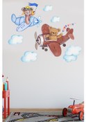 Resim Crevidi Pilot Sevimli Ayıcıklar Çocuk Odası Duvar Sticker 