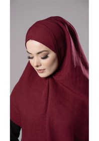 Resim Hürrem Bone Bordo Pratik Hazır Geçmeli Tesettür Eşarp Pamuk Caz Kumaş Düz Hijab 2306 16 