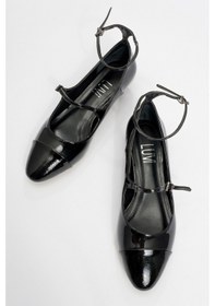 Resim Luvi Shoes Uster Siyah Rugan Kadın Kısa Topuklu Ayakkabı Siyah Rgn 