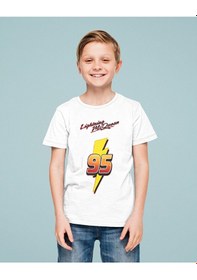 Resim Sevbano Şimşek Mcqueen Baskılı Unisex Arabalar Çizgi Film Çocuk Tişört 1 Beyaz 