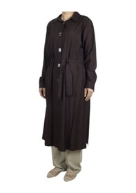 Resim Ece Giyim Kadın Önü Çıtçıtlı Beli Kuşaklı Tunik Kahverengi 