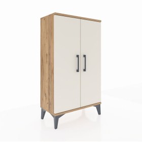 Resim Arges Komodin 2 Raflı 2 Kapaklı 60x30x106 - Çam / Aytaşı 