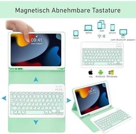 Resim M.TK moveteck Ipad Air 3.Nesil 10.5 inç Uyumlu Tablet Bluetooth Özellik Kablosuz Kalem Bölme Klavyeli Kılıf, yeşil, Tek Ebat, air3klavyeyeşil 