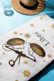 Resim Dijital Baskı Plaj Deniz Havlusu Terazi Burcu Desenli Peştamal HVL0037 