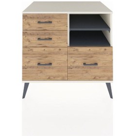 Resim Kronos Şifonyer 2 Raflı 4 Çekmeceli 88x59x80 Aytaşı-antrasit/çam Antrasit/çam 