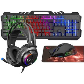 Resim Rampage KM-GX7 FITMENT Rainbow USB Gaming Combo Set(Gaming Klavye+Mouse+Kulaklık+Mousepad) 