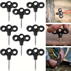 Resim Elektriksiz 8 adet Paslanmaz Çelik Karanlıkta Parlayan Çadır Pimleri, Gece Kampı ve Yürüyüş için Güverte Çivileri 